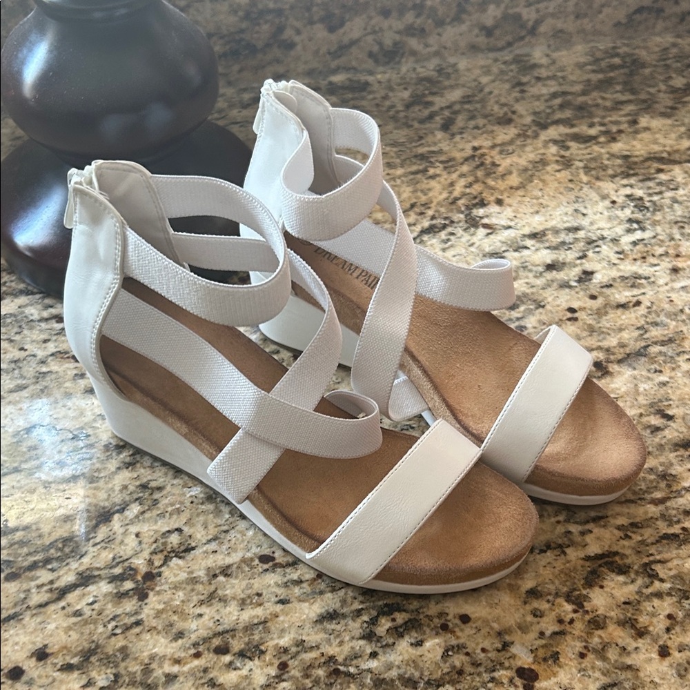 Elegant White Wedge Sandals